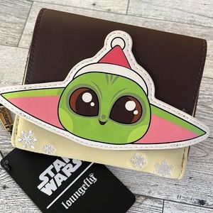 Loungefly Star Wars Baby Yoda The Mandalorian The Child Holiday Small Zip Wallet